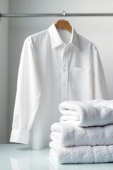 Crisp White Shirts and Fluffy Towels Fresh Laundry Radiating Cleanliness and Revitalization