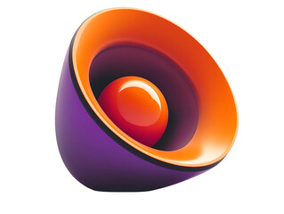 Abstract 3D Orange and Purple Sphere Design on Transparent Background