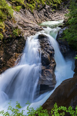 Part of the Krimml Waterfalls cascade with water movement captured