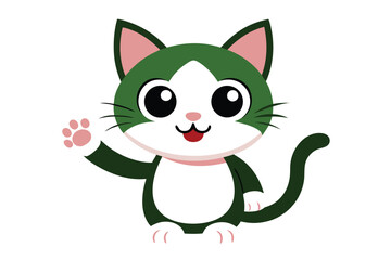Obraz premium Adorable cartoon cat character waving hello on a clean white background