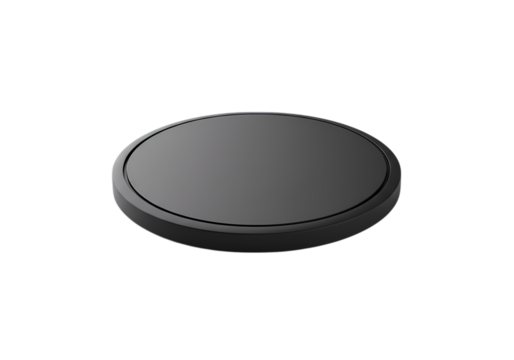 Circular Black Object: 3D Render, Matte Texture, Disk Shape, Minimalist Design Element, Perfect for Mockups and Backgrounds
