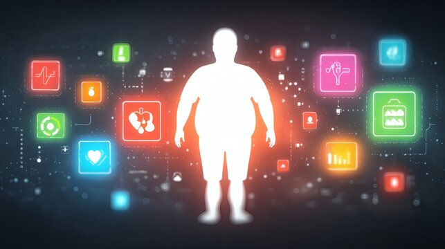 Abstract representation of health, fitness, and obesity concept