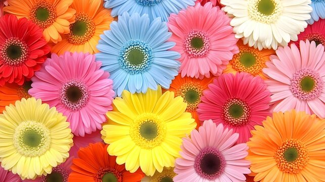 Vibrant Colorful Gerbera Daisy Flowers Closeup