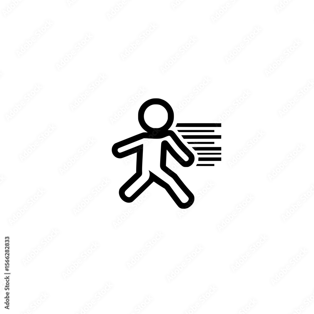 Poster active runner icon vector graphic featuring motion trails symbolizing energy and fast movement