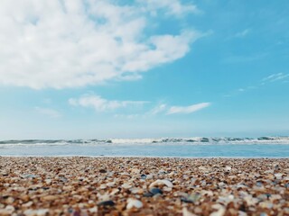 Silver Sparkle Background with Fine Glitter and Blue Sky