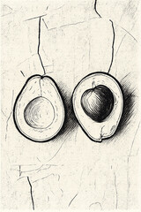 Avocado Ink Sketch &ndash; Hand-Drawn Style Effect - AI Enhanced