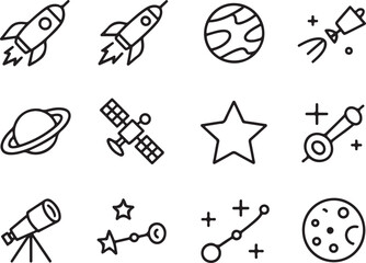 Space Elements Black Clipart

