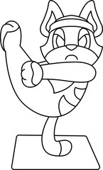 Cat Yoga Fitness Gymnastics Animal Vector Graphic Art Illustration