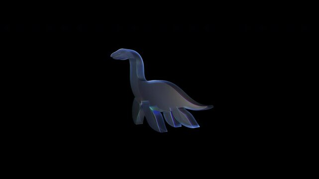 Glowing plesiosaur silhouette on black background
