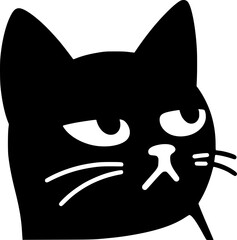 Cat meme giving side eye with sass, black vector meme silhouette, bold look
