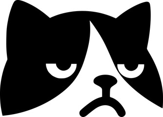 Cat meme giving side eye with sass, black vector meme silhouette, bold look

