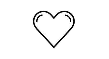 A minimalist black outline of a heart symbol on a clean white background, representing love, affection, and digital interaction.