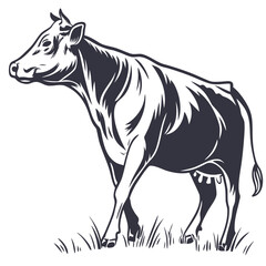Fototapeta premium Cow Silhouette Isolated Farm Animal on White Background