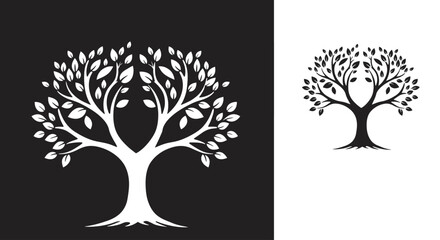 A stylized graphic illustration of a vibrant, healthy tree with roots and abundant leaves, presented as a versatile logo design.