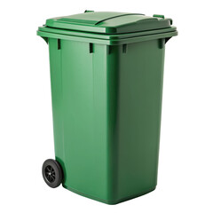 Green Recycling Bin with Wheel on transparent