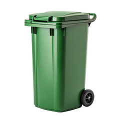 Green Recycling Bin with Wheel on transparent