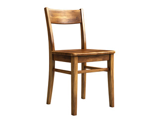 3D Of Simple Wooden Chair on Transparent Background