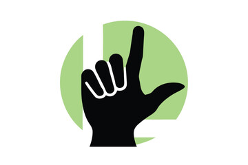 Left hand silhouette showing l gesture in vector art
