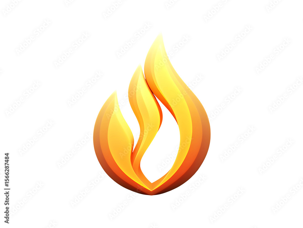 Fototapete 3d of abstract 3d flame icon on transparent background