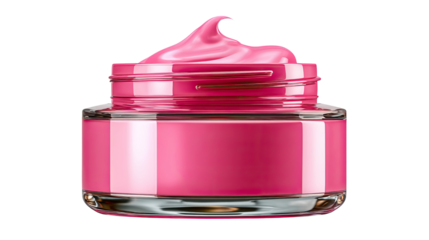 Pink Cream Perfection: A captivating close-up of a jar filled with luscious pink cream, smooth texture and inviting color offer a moment of indulgence and care.
