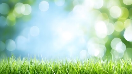 Fototapeta premium Vibrant Green Grass Meadow Spring Nature Background