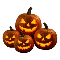 Obraz premium Real photo of jack-o'-lantern group at night with transparent background