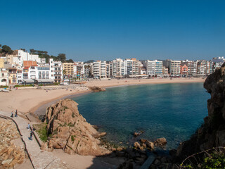 Naklejka premium Playa de Blanes en la provicia de Gerona (Girona), Cataluña (Catalunia), España.