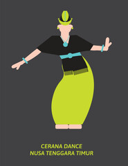 Cerana Dance Vector Illustration – Traditional Welcoming Dance from East Nusa Tenggara, Indonesia