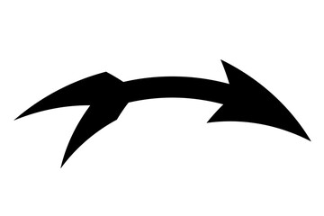 Bowed Black Arrow Icon on Transparent Background