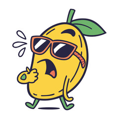 Mango in cute cartoon character style with expressive face and limbs.