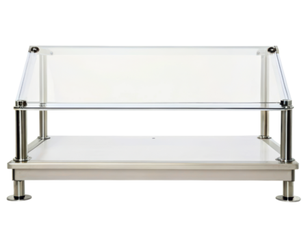 Countertop food protector with a clear acrylic shield on a transparent background