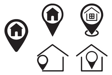 
Location pin icon set. Map navigation line style symbol. Gps location sign