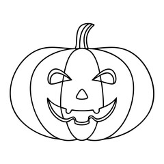 Halloween pumpkin line art design.  Spooky pumpkin illustration perfect for autumn decorations.  Carved pumpkin face for Halloween projects.