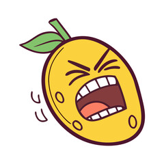 Mango in cute cartoon character style with expressive face and limbs.