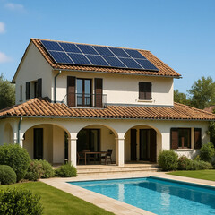 solar panels on villa roof