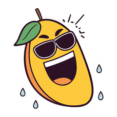 Mango in cute cartoon character style with expressive face and limbs.