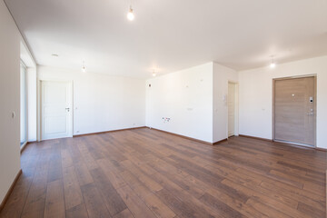 Spacious Empty Living Room With Hardwood Flooring and Minimalist Interior Design