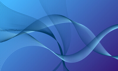 blue light smooth lines wave curves with soft gradient abstract background