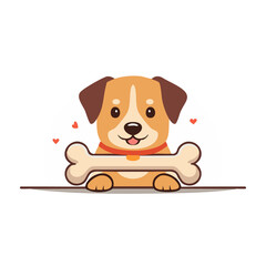 Adorable dog holding a bone and expressing joy in a playful and cute manner. PNG image, transparent background