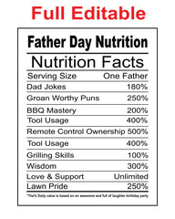 Father’s Day Nutrition Facts, Father's Day, Father's Day label, Dad nutrition facts, Funny Father's Day, Dad infographic, Father’s Day design, Funny dad gift,
Happy Fathers Day, Vector