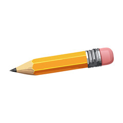 Yellow pencil with an eraser resting on a flat surface ready for writing or drawing tasks. PNG image, transparent background