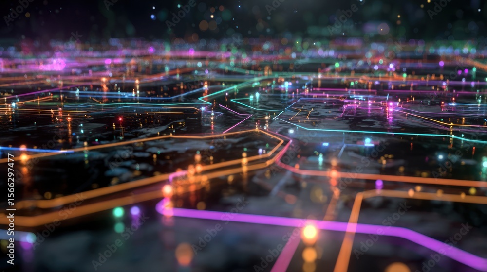Poster glowing network lines abstract digital technology background