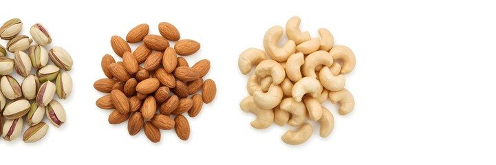 Fototapeta premium Delicious Mix of Almonds, Pistachios, and Cashews A Healthy Snack Option