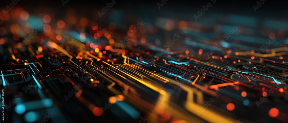 Aufkleber glowing circuit lines abstract technology background