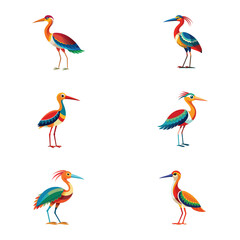 Coloring Seabird, Wading Bird, Tropical Bird, Animal Icon, Logo, Illustrations Vector