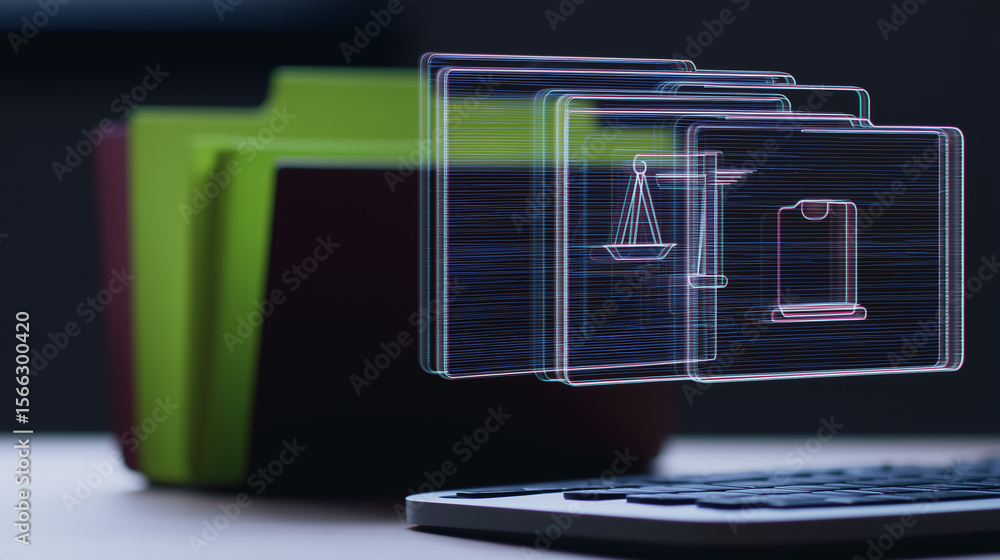 Aufkleber legal and digital information: visualizes the integration of digital data and law. the image display