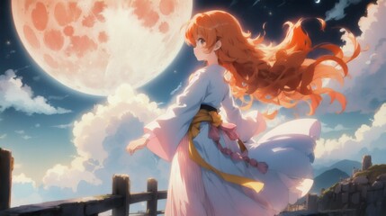 月夜に歩く少女