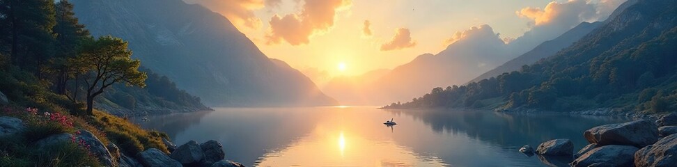 Serene Green Buddha Landscape Tranquil Nature Scene for Meditation and Mindfulness