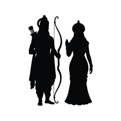 Silhouette of a romantic bride and groom dancing, a vector illustration of a couple in love
