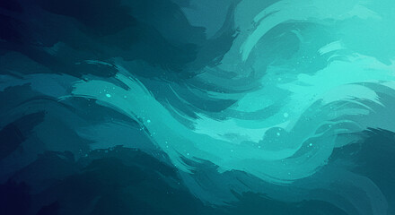 Abstract teal and dark blue brush strokes with subtle speckles creating a flowing textured background